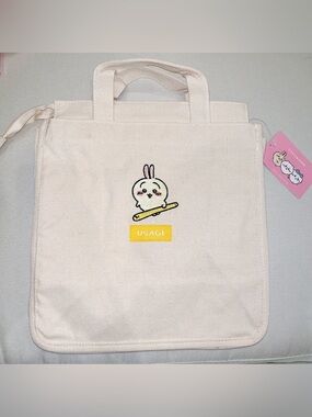 NWOT Chiikawa Usagi Embroidery heavy duty medium size Tote Bag Top Handle